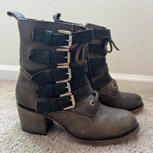 Freebird by Steven Brown and Black Combat Boots with Buckles
